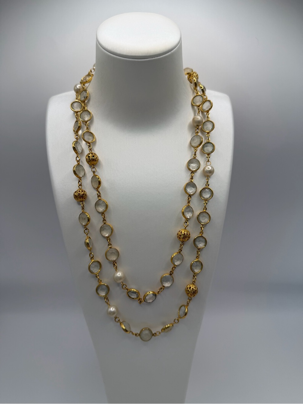 Pierre Balmain Paris Vintage Crystal Long Necklace